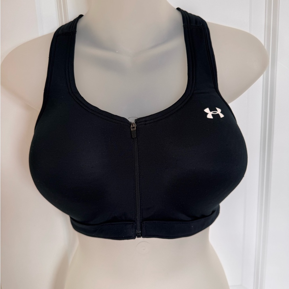 Under Armour Women's Zip-Front Black Sports Bra